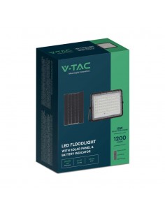 7825-Faro LED con Telecomando e Pannello Solare  Batteria Sostituibile Cavo da m Colore Nero  -1 2