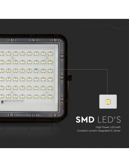 7825-Faro LED con Telecomando e Pannello Solare  Batteria Sostituibile Cavo da m Colore Nero  -7