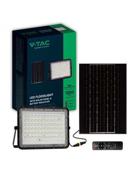 7826-Faro LED con Telecomando e Pannello Solare  Batteria sostituibile Cavo da m Colore Nero  -1