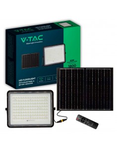 7827-Faro LED con Telecomando e Pannello Solare  Batteria Sostituibile Cavo da m Colore Nero  -1