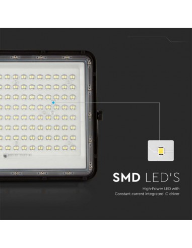 7827-Faro LED con Telecomando e Pannello Solare  Batteria Sostituibile Cavo da m Colore Nero  -7