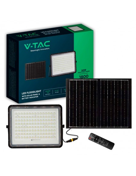 7828-Faro LED con Telecomando e Pannello Solare  Batteria sostituibile Cavo da m Colore Nero -1