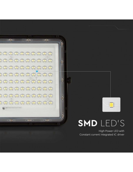 7828-Faro LED con Telecomando e Pannello Solare  Batteria sostituibile Cavo da m Colore Nero -7