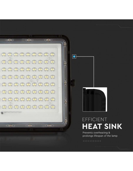 Faro LED con Telecomando e Pannello Solare 20W Batteria sostituibile Cavo da 3m Nero 4000K