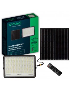 7829-Faro LED con Telecomando e Pannello Solare  Batteria Sostituibile Cavo da m Colore Nero -1