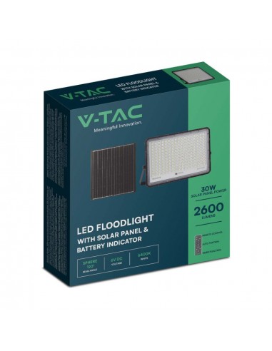 7829-Faro LED con Telecomando e Pannello Solare  Batteria Sostituibile Cavo da m Colore Nero -2