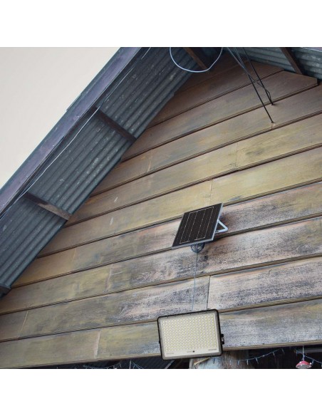 7829-Faro LED con Telecomando e Pannello Solare  Batteria Sostituibile Cavo da m Colore Nero -4