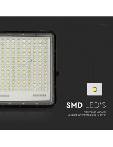 7829-Faro LED con Telecomando e Pannello Solare  Batteria Sostituibile Cavo da m Colore Nero -7