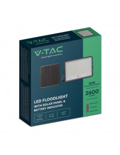 7830-Faro LED con Telecomando e Pannello Solare  Batteria sostituibile Cavo da m Colore Nero -1 2