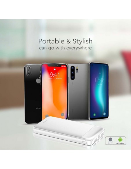 Power Bank 10000mAh con Ricarica Rapida PD Power Delivery 22.5W, 2 Uscite USB-A, Ingresso/Uscita USB Type-C, Ingresso Micro USB