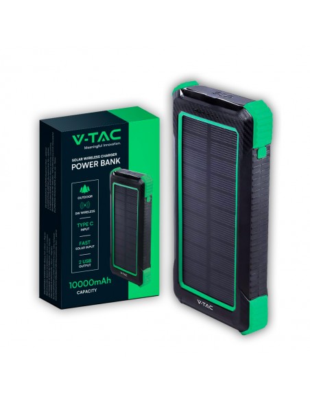 7835-Power Bank mAh  con Pannello Solare e Ricarica Wireless  USB Type-C Micro-USB Colore Nero-1