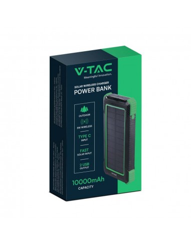 7835-Power Bank mAh  con Pannello Solare e Ricarica Wireless  USB Type-C Micro-USB Colore Nero-2