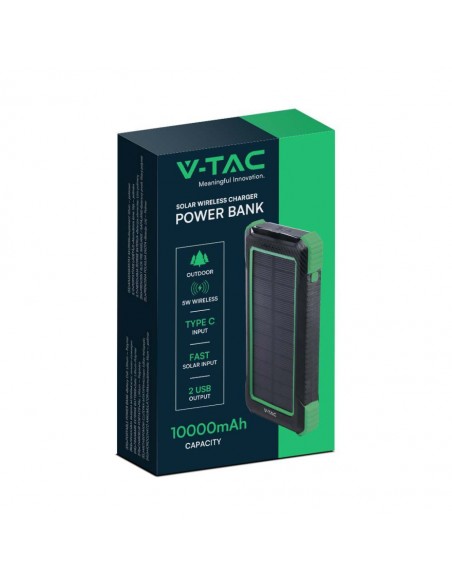 7835-Power Bank mAh  con Pannello Solare e Ricarica Wireless  USB Type-C Micro-USB Colore Nero-2