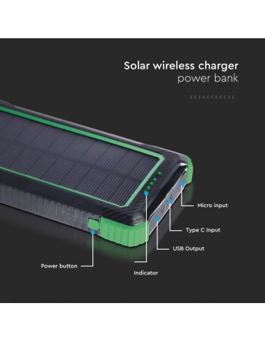 7835-Power Bank mAh  con Pannello Solare e Ricarica Wireless  USB Type-C Micro-USB Colore Nero-3