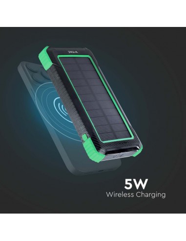 7835-Power Bank mAh  con Pannello Solare e Ricarica Wireless  USB Type-C Micro-USB Colore Nero-7