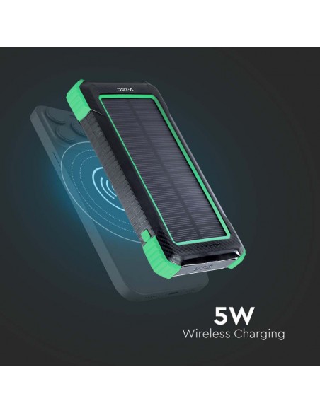 7835-Power Bank mAh  con Pannello Solare e Ricarica Wireless  USB Type-C Micro-USB Colore Nero-7