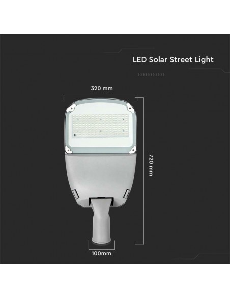 7837-Armatura Stradale Chip Samsung con Pannello Solare  Colore Bianco  -3