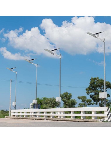 7837-Armatura Stradale Chip Samsung con Pannello Solare  Colore Bianco  -4