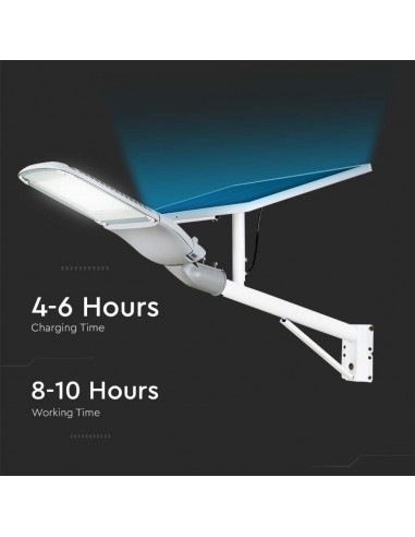 7837-Armatura Stradale Chip Samsung con Pannello Solare  Colore Bianco  -7