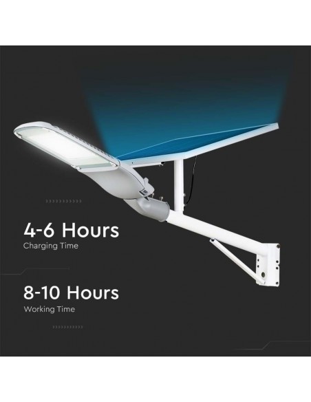 7837-Armatura Stradale Chip Samsung con Pannello Solare  Colore Bianco  -7