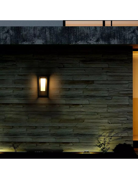 784-Lampada Solare LED Chip Samsung da Muro Esterno  Rettangolare Sensore di Movimento Crepuscolare e Modalità di Luminosità Cos