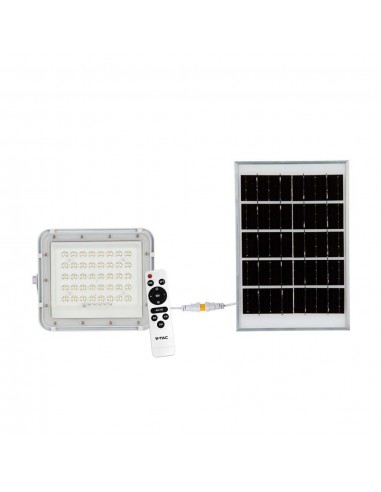 7841-Faro LED con Telecomando e Pannello Solare  Batteria sostituibile Cavo da m Colore Bianco  -1