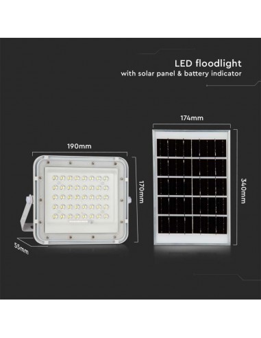 7841-Faro LED con Telecomando e Pannello Solare  Batteria sostituibile Cavo da m Colore Bianco  -3