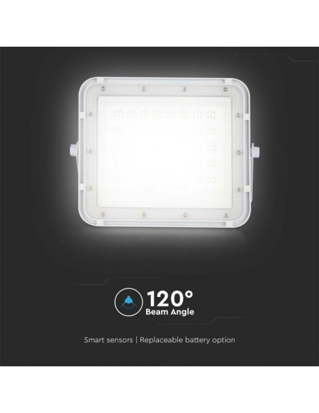 Faro LED con Telecomando e Pannello Solare 10W Batteria sostituibile Cavo da 3m Bianco 6400K IP65