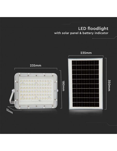 7843-Faro LED con Telecomando e Pannello Solare  Batteria sostituibile Cavo da m Colore Bianco  -3