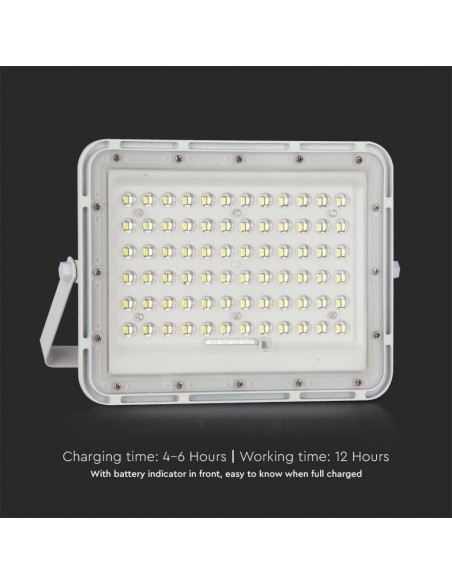 Faro LED con Telecomando e Pannello Solare 15W Batteria sostituibile Cavo da 3m Bianco 6400K IP65