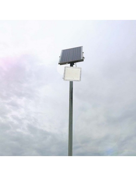 7845-Faro LED con Telecomando e Pannello Solare  Batteria sostituibile Cavo da m Colore Bianco -5