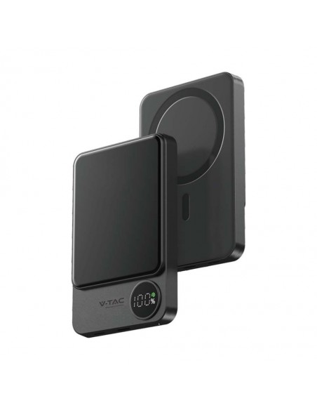 7849-Power Bank  mAh MagSafe Ultra Sottile mm in Lega di Alluminio Magnetico con Display e Ricarica Wireless Colore Grigio-5