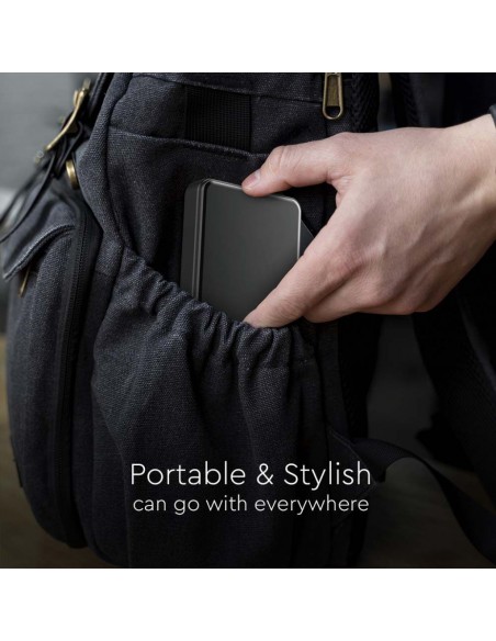 Power Bank 10.000 mAh MagSafe Ultra Sottile 9mm in Lega di Alluminio Magnetico con Display e Ricarica Wireless Grigio