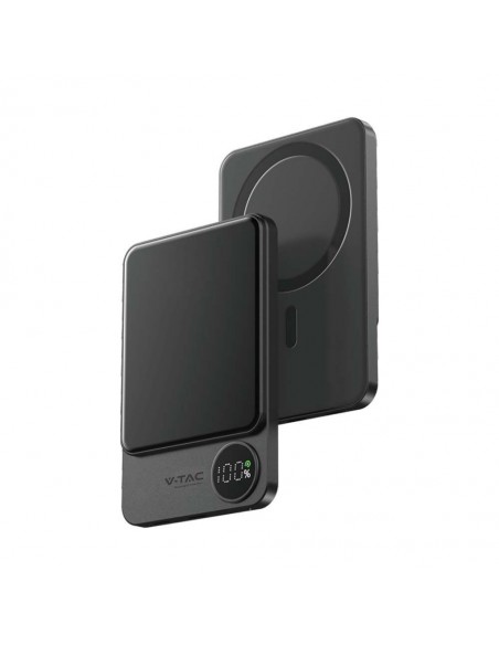 7850-Power Bank  mAh MagSafe Ultra Sottile mm in Lega di Alluminio Magnetico con Display e Ricarica Wireless Colore Grigio-5