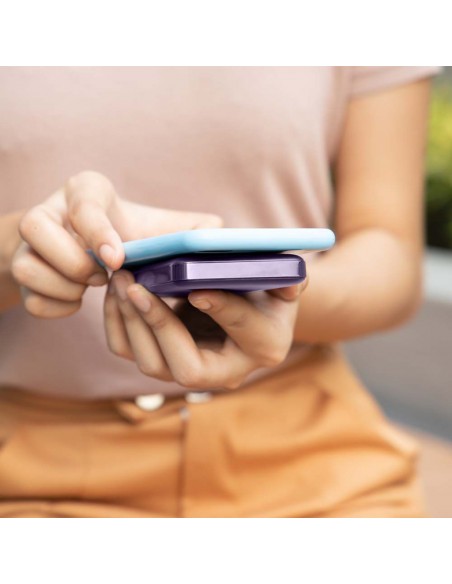 7851-Power Bank  mAh MagSafe Ultra Sottile mm in Lega di Alluminio Magnetico con Display e Ricarica Wireless Colore Viola-4