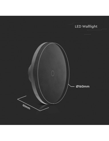 7853-Lampada LED da Muro Rotonda   Colore Nero in Dimmerabile -3
