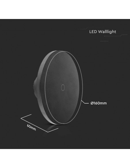 7853-Lampada LED da Muro Rotonda   Colore Nero in Dimmerabile -3