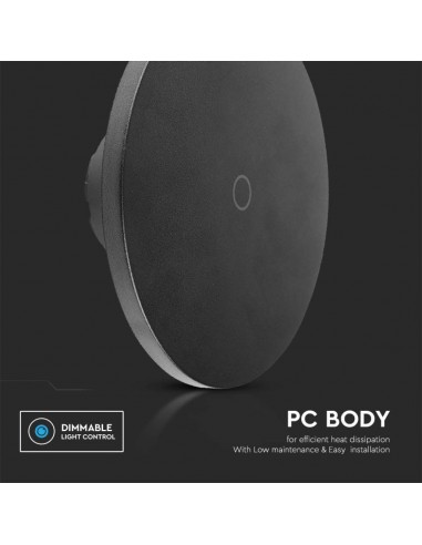 7853-Lampada LED da Muro Rotonda   Colore Nero in Dimmerabile -7