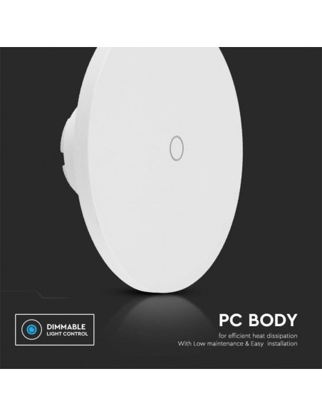 7854-Lampada LED da Muro Rotonda   Colore Bianco in Dimmerabile -7