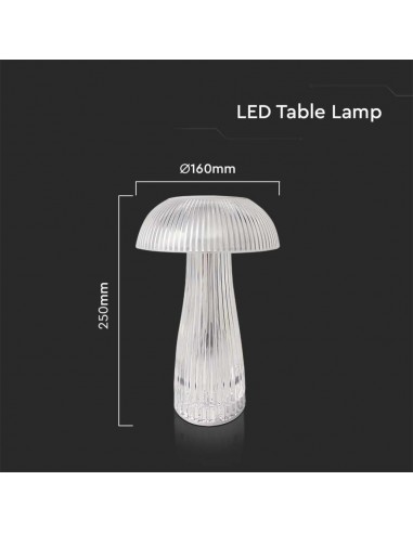 7894-Lampada LED da Tavolo  Colore Bianco Trasparente Ricaricabile con USB C Touch Dimmerabile in-3