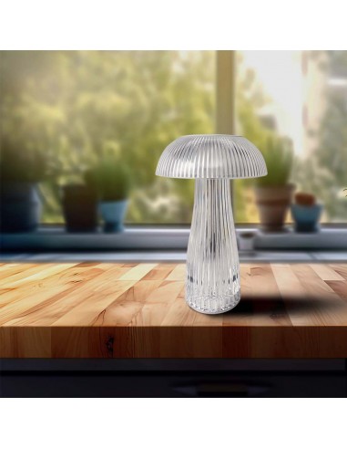 7894-Lampada LED da Tavolo  Colore Bianco Trasparente Ricaricabile con USB C Touch Dimmerabile in-4
