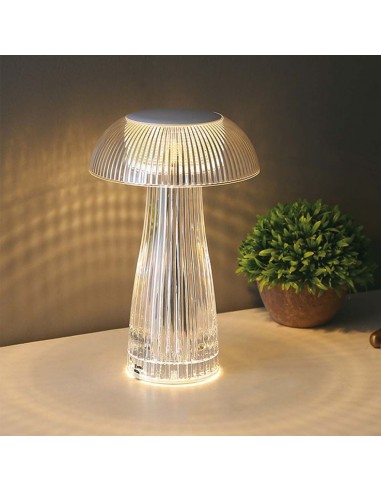 7894-Lampada LED da Tavolo  Colore Bianco Trasparente Ricaricabile con USB C Touch Dimmerabile in-6