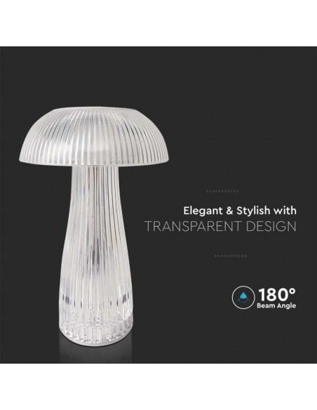 7894-Lampada LED da Tavolo  Colore Bianco Trasparente Ricaricabile con USB C Touch Dimmerabile in-7