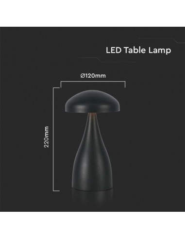 7895-Lampada LED da Tavolo  con Batteria mAh Ricaricabile USB C Colore Nero in Metallo Touch Dimmerabile in-3