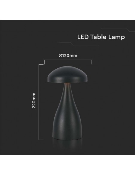 7895-Lampada LED da Tavolo  con Batteria mAh Ricaricabile USB C Colore Nero in Metallo Touch Dimmerabile in-3