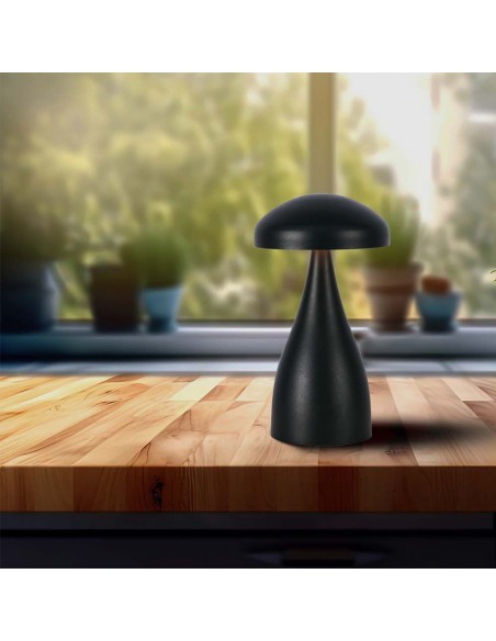 7895-Lampada LED da Tavolo  con Batteria mAh Ricaricabile USB C Colore Nero in Metallo Touch Dimmerabile in-4