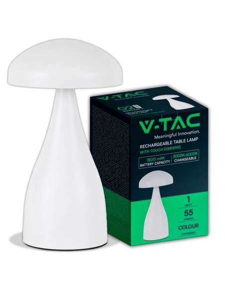 7896-Lampada LED da Tavolo  con Batteria mAh Ricaricabile USB C Colore Bianco in Metallo Touch Dimmerabile in-1