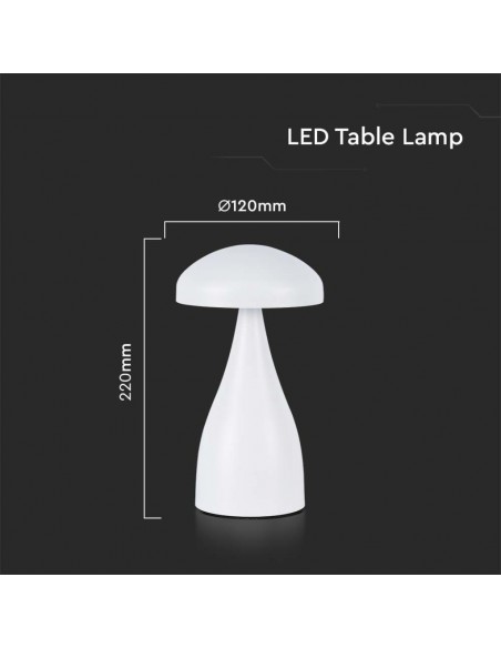 7896-Lampada LED da Tavolo  con Batteria mAh Ricaricabile USB C Colore Bianco in Metallo Touch Dimmerabile in-3