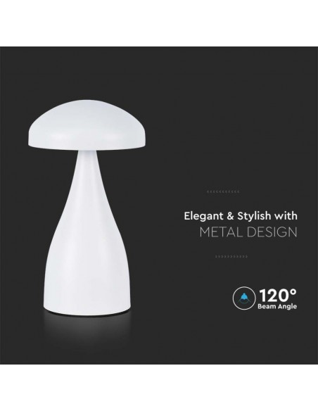 7896-Lampada LED da Tavolo  con Batteria mAh Ricaricabile USB C Colore Bianco in Metallo Touch Dimmerabile in-6