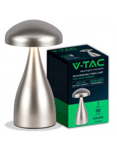 7897-Lampada LED da Tavolo  con Batteria mAh Ricaricabile USB C Colore Champagne in Metallo Touch Dimmerabile in-1